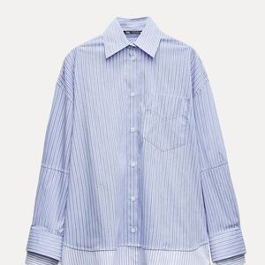 Brand New With Tags Zara Double Cuff Oversize Poplin Shirt